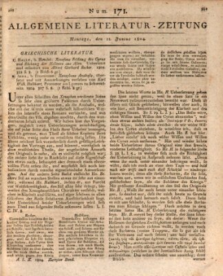 Allgemeine Literatur-Zeitung (Literarisches Zentralblatt für Deutschland) Montag 11. Juni 1804