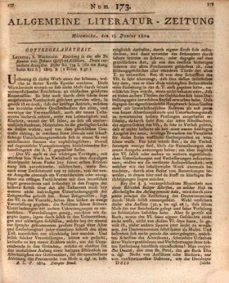 Allgemeine Literatur-Zeitung (Literarisches Zentralblatt für Deutschland) Mittwoch 13. Juni 1804