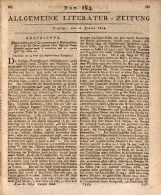 Allgemeine Literatur-Zeitung (Literarisches Zentralblatt für Deutschland) Freitag 22. Juni 1804