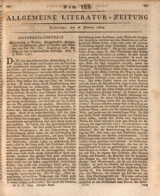 Allgemeine Literatur-Zeitung (Literarisches Zentralblatt für Deutschland) Dienstag 26. Juni 1804