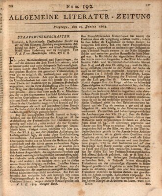 Allgemeine Literatur-Zeitung (Literarisches Zentralblatt für Deutschland) Freitag 29. Juni 1804