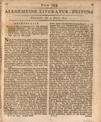 Allgemeine Literatur-Zeitung (Literarisches Zentralblatt für Deutschland) Samstag 30. Juni 1804