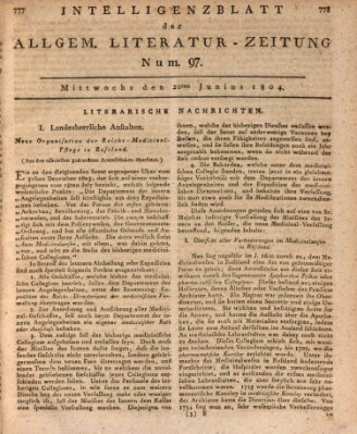 Allgemeine Literatur-Zeitung (Literarisches Zentralblatt für Deutschland) Mittwoch 20. Juni 1804