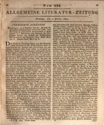 Allgemeine Literatur-Zeitung (Literarisches Zentralblatt für Deutschland) Montag 9. Juli 1804