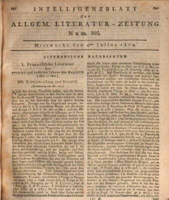 Allgemeine Literatur-Zeitung (Literarisches Zentralblatt für Deutschland) Mittwoch 4. Juli 1804