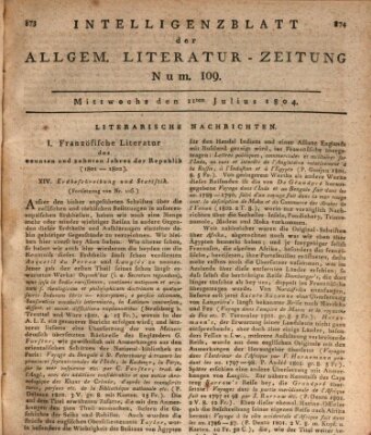 Allgemeine Literatur-Zeitung (Literarisches Zentralblatt für Deutschland) Mittwoch 11. Juli 1804