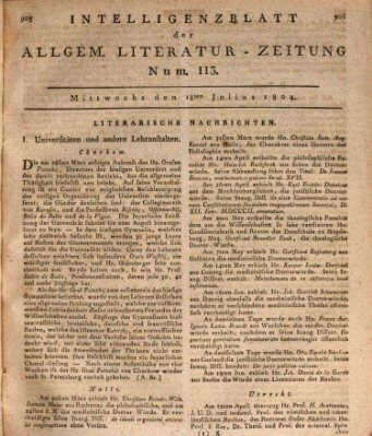 Allgemeine Literatur-Zeitung (Literarisches Zentralblatt für Deutschland) Mittwoch 18. Juli 1804