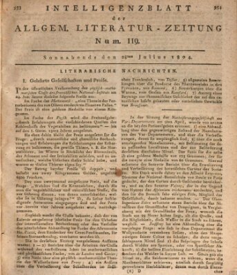 Allgemeine Literatur-Zeitung (Literarisches Zentralblatt für Deutschland) Samstag 28. Juli 1804