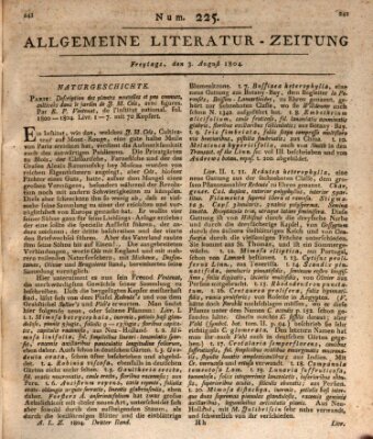 Allgemeine Literatur-Zeitung (Literarisches Zentralblatt für Deutschland) Freitag 3. August 1804