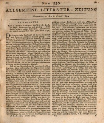 Allgemeine Literatur-Zeitung (Literarisches Zentralblatt für Deutschland) Donnerstag 9. August 1804