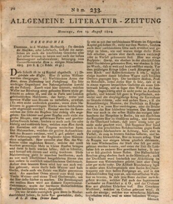 Allgemeine Literatur-Zeitung (Literarisches Zentralblatt für Deutschland) Montag 13. August 1804