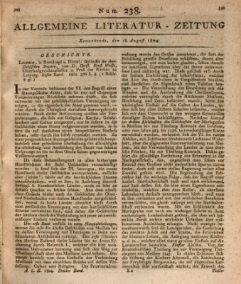 Allgemeine Literatur-Zeitung (Literarisches Zentralblatt für Deutschland) Samstag 18. August 1804