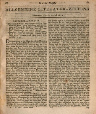 Allgemeine Literatur-Zeitung (Literarisches Zentralblatt für Deutschland) Dienstag 21. August 1804