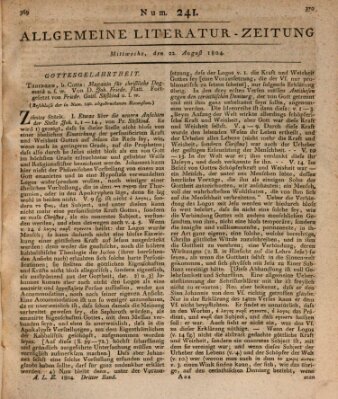 Allgemeine Literatur-Zeitung (Literarisches Zentralblatt für Deutschland) Mittwoch 22. August 1804