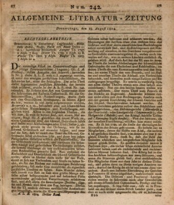 Allgemeine Literatur-Zeitung (Literarisches Zentralblatt für Deutschland) Donnerstag 23. August 1804