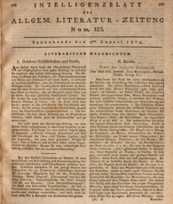 Allgemeine Literatur-Zeitung (Literarisches Zentralblatt für Deutschland) Samstag 4. August 1804