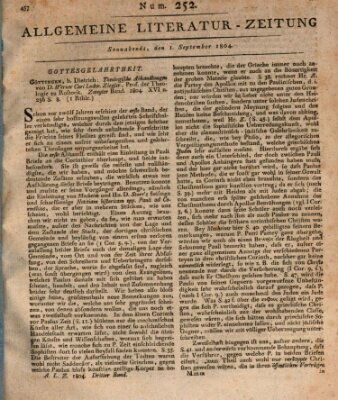 Allgemeine Literatur-Zeitung (Literarisches Zentralblatt für Deutschland) Samstag 1. September 1804