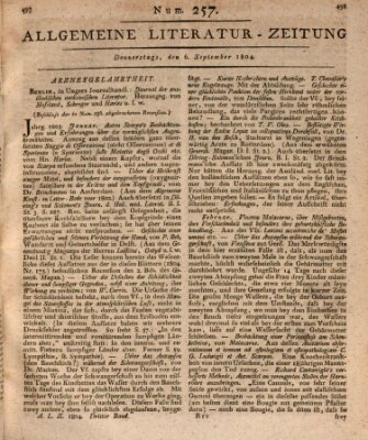 Allgemeine Literatur-Zeitung (Literarisches Zentralblatt für Deutschland) Donnerstag 6. September 1804