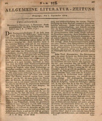 Allgemeine Literatur-Zeitung (Literarisches Zentralblatt für Deutschland) Freitag 7. September 1804