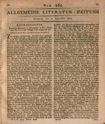 Allgemeine Literatur-Zeitung (Literarisches Zentralblatt für Deutschland) Freitag 14. September 1804