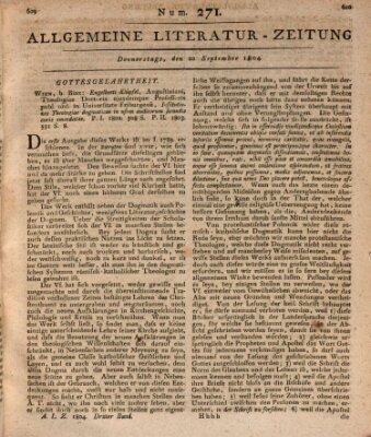 Allgemeine Literatur-Zeitung (Literarisches Zentralblatt für Deutschland) Donnerstag 20. September 1804