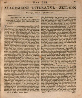 Allgemeine Literatur-Zeitung (Literarisches Zentralblatt für Deutschland) Freitag 21. September 1804