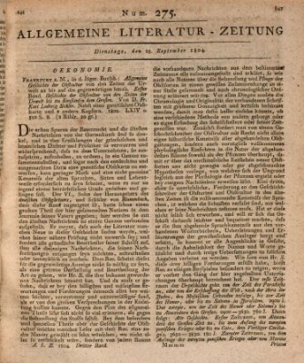 Allgemeine Literatur-Zeitung (Literarisches Zentralblatt für Deutschland) Dienstag 25. September 1804