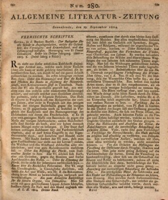 Allgemeine Literatur-Zeitung (Literarisches Zentralblatt für Deutschland) Samstag 29. September 1804