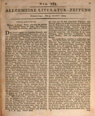 Allgemeine Literatur-Zeitung (Literarisches Zentralblatt für Deutschland) Donnerstag 4. Oktober 1804