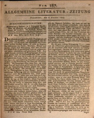 Allgemeine Literatur-Zeitung (Literarisches Zentralblatt für Deutschland) Samstag 6. Oktober 1804