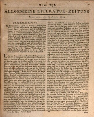 Allgemeine Literatur-Zeitung (Literarisches Zentralblatt für Deutschland) Donnerstag 11. Oktober 1804