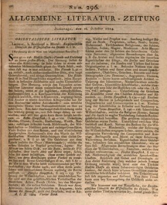 Allgemeine Literatur-Zeitung (Literarisches Zentralblatt für Deutschland) Dienstag 16. Oktober 1804