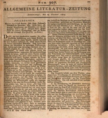 Allgemeine Literatur-Zeitung (Literarisches Zentralblatt für Deutschland) Donnerstag 25. Oktober 1804