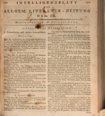 Allgemeine Literatur-Zeitung (Literarisches Zentralblatt für Deutschland) Mittwoch 3. Oktober 1804