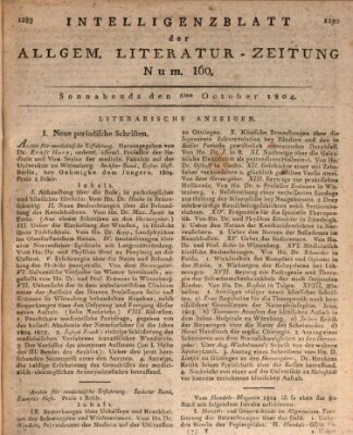 Allgemeine Literatur-Zeitung (Literarisches Zentralblatt für Deutschland) Samstag 6. Oktober 1804