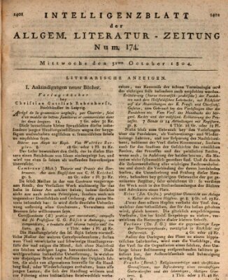 Allgemeine Literatur-Zeitung (Literarisches Zentralblatt für Deutschland) Mittwoch 31. Oktober 1804