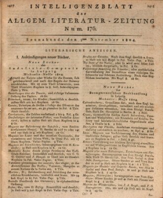 Allgemeine Literatur-Zeitung (Literarisches Zentralblatt für Deutschland) Samstag 3. November 1804