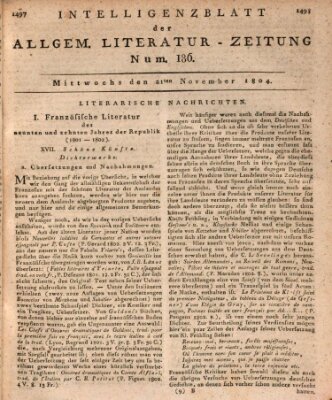 Allgemeine Literatur-Zeitung (Literarisches Zentralblatt für Deutschland) Mittwoch 21. November 1804