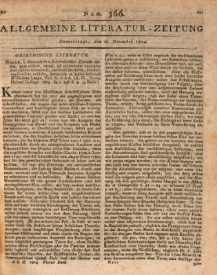 Allgemeine Literatur-Zeitung (Literarisches Zentralblatt für Deutschland) Donnerstag 27. Dezember 1804