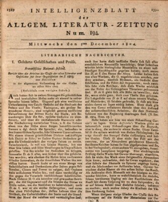 Allgemeine Literatur-Zeitung (Literarisches Zentralblatt für Deutschland) Mittwoch 5. Dezember 1804