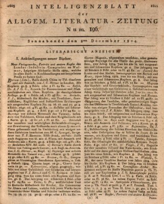 Allgemeine Literatur-Zeitung (Literarisches Zentralblatt für Deutschland) Samstag 8. Dezember 1804