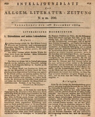 Allgemeine Literatur-Zeitung (Literarisches Zentralblatt für Deutschland) Samstag 15. Dezember 1804