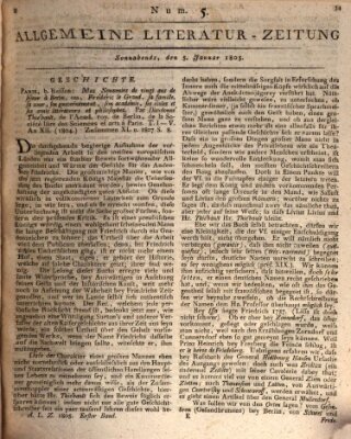 Allgemeine Literatur-Zeitung (Literarisches Zentralblatt für Deutschland) Samstag 5. Januar 1805