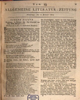 Allgemeine Literatur-Zeitung (Literarisches Zentralblatt für Deutschland) Dienstag 15. Januar 1805