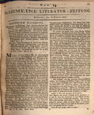 Allgemeine Literatur-Zeitung (Literarisches Zentralblatt für Deutschland) Mittwoch 16. Januar 1805