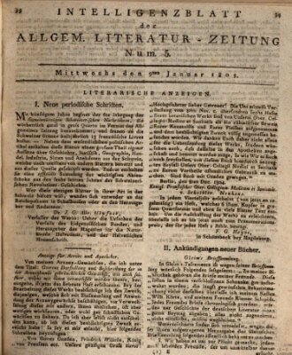 Allgemeine Literatur-Zeitung (Literarisches Zentralblatt für Deutschland) Mittwoch 9. Januar 1805