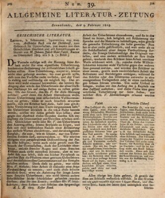 Allgemeine Literatur-Zeitung (Literarisches Zentralblatt für Deutschland) Samstag 9. Februar 1805