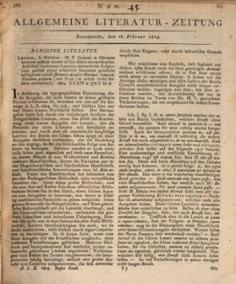 Allgemeine Literatur-Zeitung (Literarisches Zentralblatt für Deutschland) Samstag 16. Februar 1805