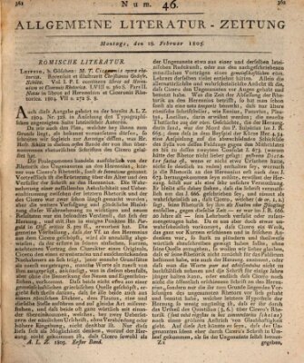 Allgemeine Literatur-Zeitung (Literarisches Zentralblatt für Deutschland) Montag 18. Februar 1805