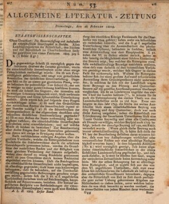 Allgemeine Literatur-Zeitung (Literarisches Zentralblatt für Deutschland) Dienstag 26. Februar 1805